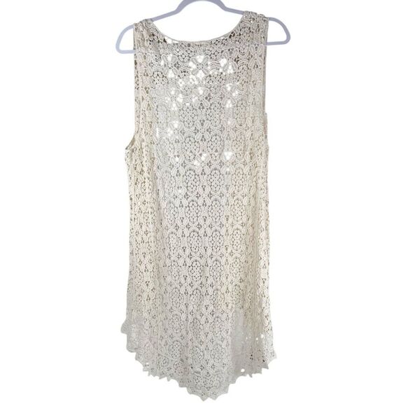 Adora Cream Sheer Crochet Lace Hi-Low Midi Open Front Boho Vest Women’s Size S/M - Picture 3 of 9